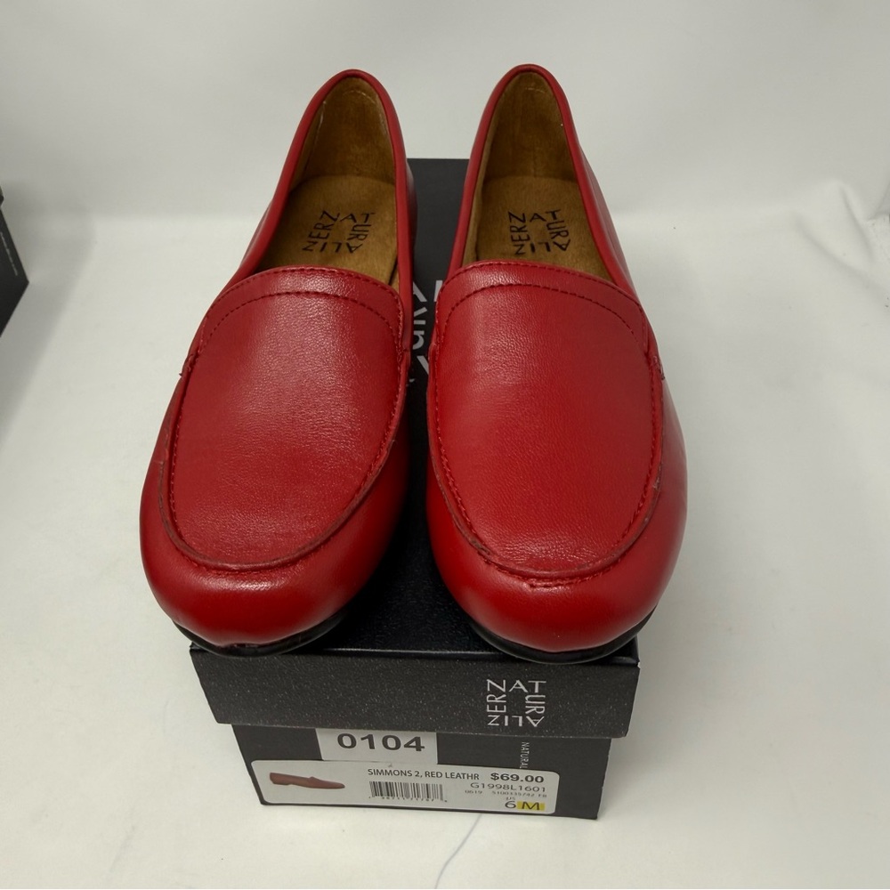New Naturalizer Simmons 2 Women’s Size 6 Red Leather flats slip on Shoes New